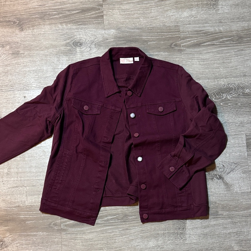 Belle by Kim Gravel Burgundy Button Down Shirt